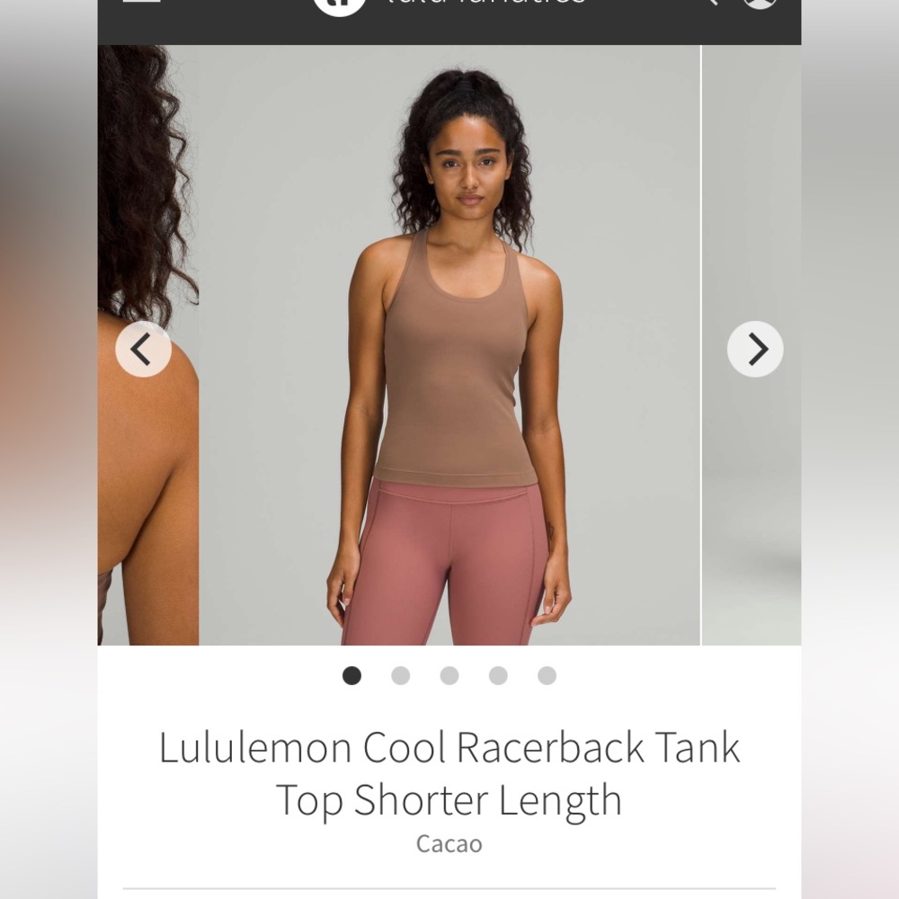 lululemon athletica Cool Racerback shorter waist length Tank Top in Cacao 2 tan